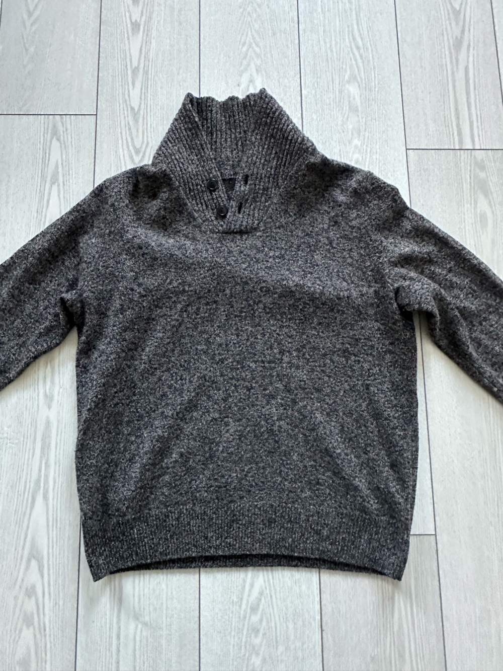 J. Crew Men's Charcoal Button-Trim Turtleneck Sweater